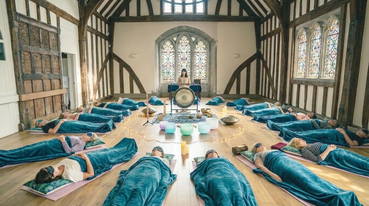 Candlelit gong and singing bowls