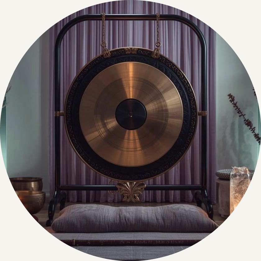 The gong, candlelit and ready for a sound journey